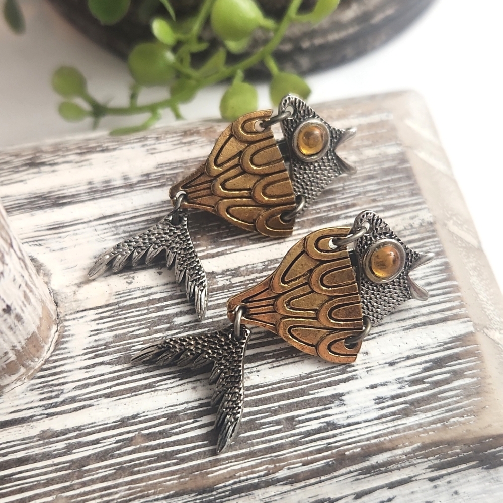 Gold and Silver Fish Drop Earrings - Brand: - Picture 2 of 10